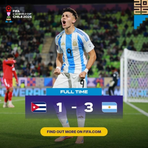 世青赛十人阿根廷3-1古巴取得开门红,萨尔科双响+苏比亚布雷破门 世青赛十人阿根廷3-1古巴取得开门红,萨尔科双响+苏比亚布雷破门