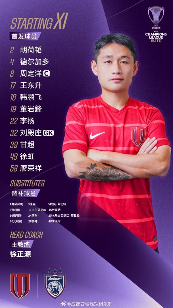 成都蓉城vs柔佛新山赛事  杆位名单出炉！成都，雄起！