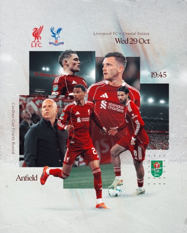 三战水晶宫!利物浦发布海报:斯洛特、维尔茨、埃基蒂克等人出镜 三战水晶宫!利物浦发布海报:斯洛特、维尔茨、埃基蒂克等人出镜